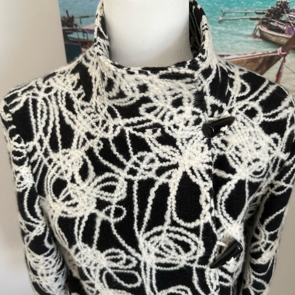 Nordstrom Angora Wool Jacket Hand Sewn Details 2 Pockets, Toggle Close Front - Picture 10 of 15